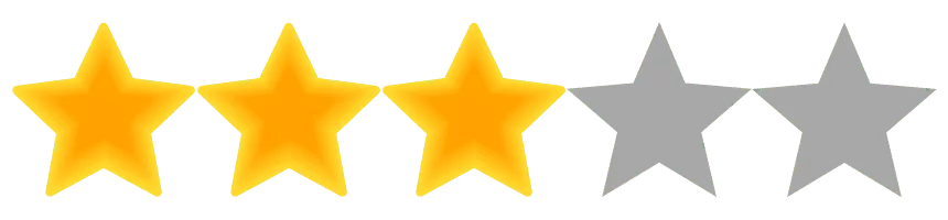 Three gold stars and two gray stars in a row, reminiscent of a sunny Florida day, indicating a three out of five rating.