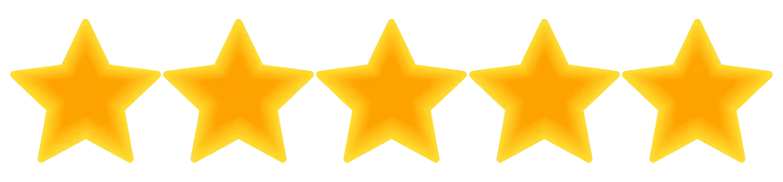 Five yellow stars in a horizontal row shine brightly on a white background, reminiscent of Florida's sunny charm.